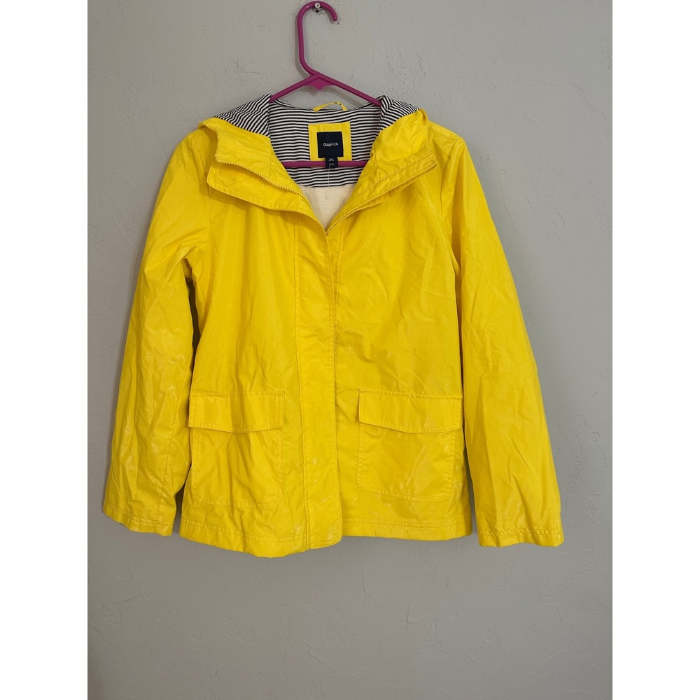 GapKids‎ Yellow Hooded Raincoat Jacket Boys Girls Size XXL 14 16 Waterproof